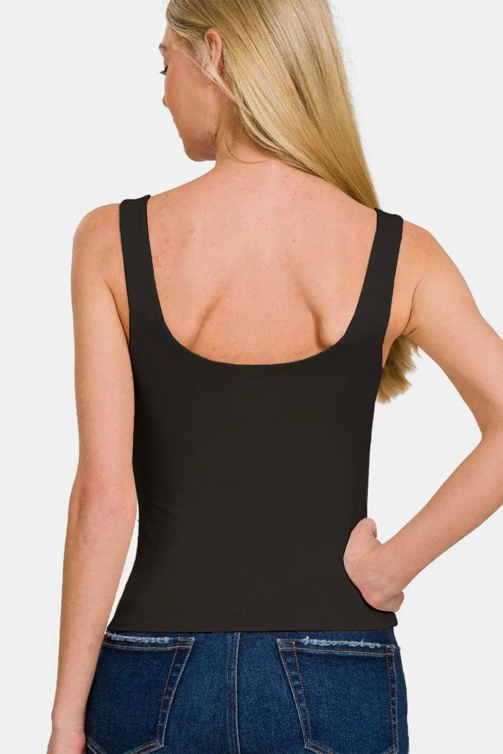 Zenana Double Layer Round Neck Tank - Trendsi - Flyclothing LLC