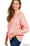Zenana Ribbed Two Tone Half Zip Sweater - Trendsi - Flyclothing LLC