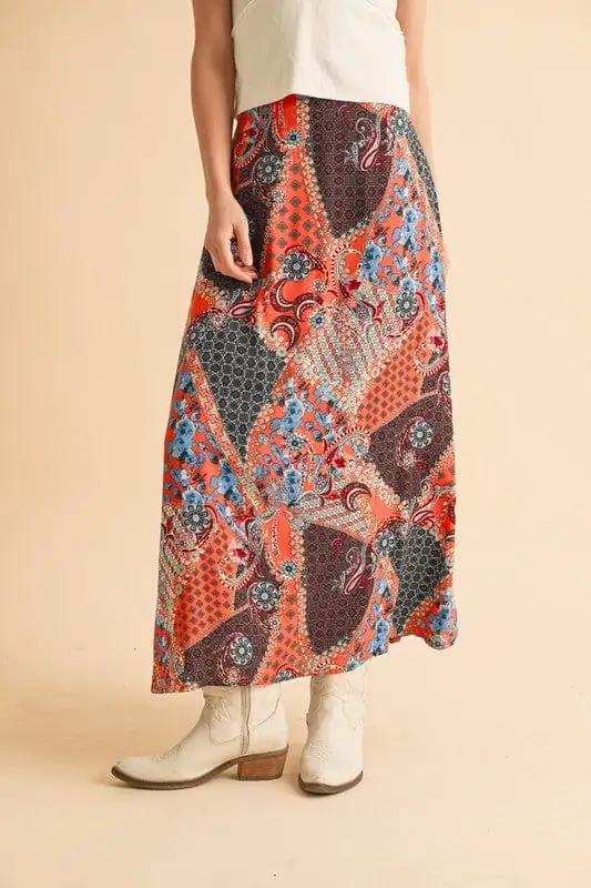 Aemi + Co Printed Maxi Skirt - Trendsi - Flyclothing LLC