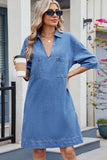 Johnny Collar Half Sleeve Denim Dress - Trendsi - Flyclothing LLC