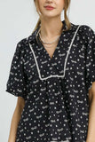 Umgee Bow Print Puff Sleeve Blouse - Trendsi - Flyclothing LLC