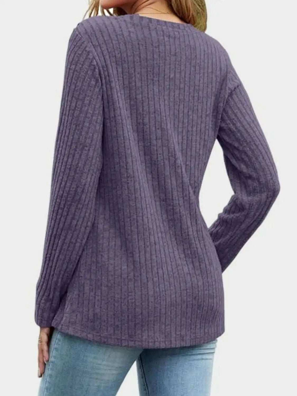 V-Neck Long Sleeve T-Shirt - Trendsi - Flyclothing LLC