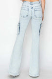 RISEN Full Size High Rise Cargo Flare Jeans - Trendsi - Flyclothing LLC