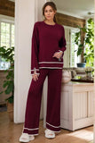 High-Low Round Neck Top and Pants Sweater Set - Trendsi - Flyclothing LLC