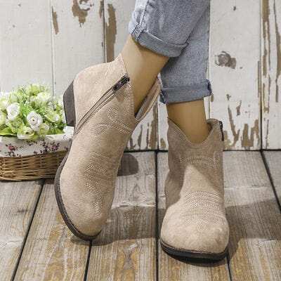 Block Heel Ankle Boots - Trendsi - Flyclothing LLC