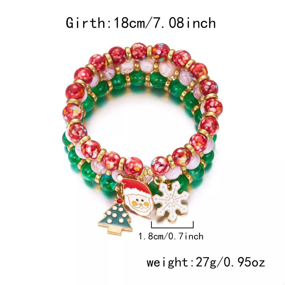 3 Piece Christmas Charm Beaded Bracelet - Trendsi - Flyclothing LLC