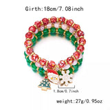 3 Piece Christmas Charm Beaded Bracelet - Trendsi - Flyclothing LLC