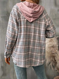 Plaid Long Sleeve Hooded Jacket - Trendsi - Flyclothing LLC
