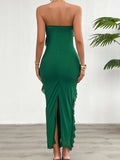 Devine Ruffled Slit Back Tube Maxi Dress - Trendsi - Flyclothing LLC