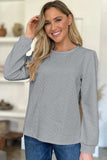 Textured Round Neck Long Sleeve Sweatshirt - Trendsi - Flyclothing LLC