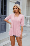 Texture Square Neck Half Sleeve Blouse - Trendsi - Flyclothing LLC