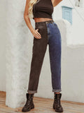 Two Tone Straight Leg Jeans - Trendsi - Flyclothing LLC