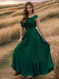 Ruffled Smocked Square Neck Maxi Dress - Trendsi - Flyclothing LLC