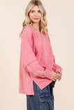 Mittoshop Mineral Wash Raglan Long Sleeve Oversized Top - Trendsi - Flyclothing LLC