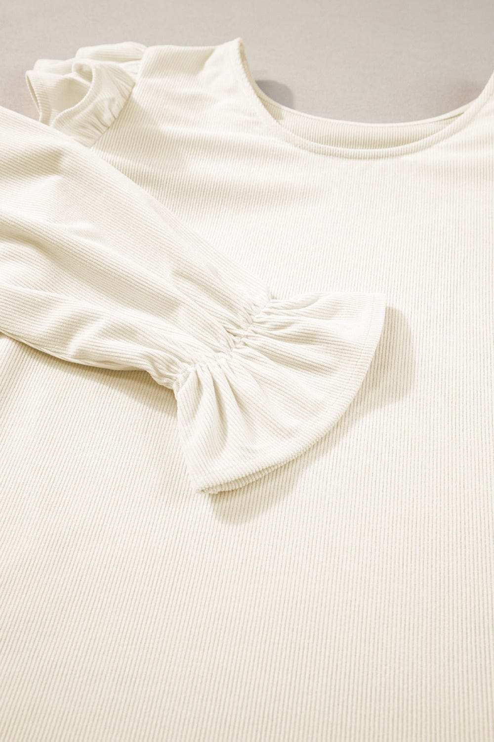 Ruffled Round Neck Flounce Sleeve Top - Trendsi - Flyclothing LLC