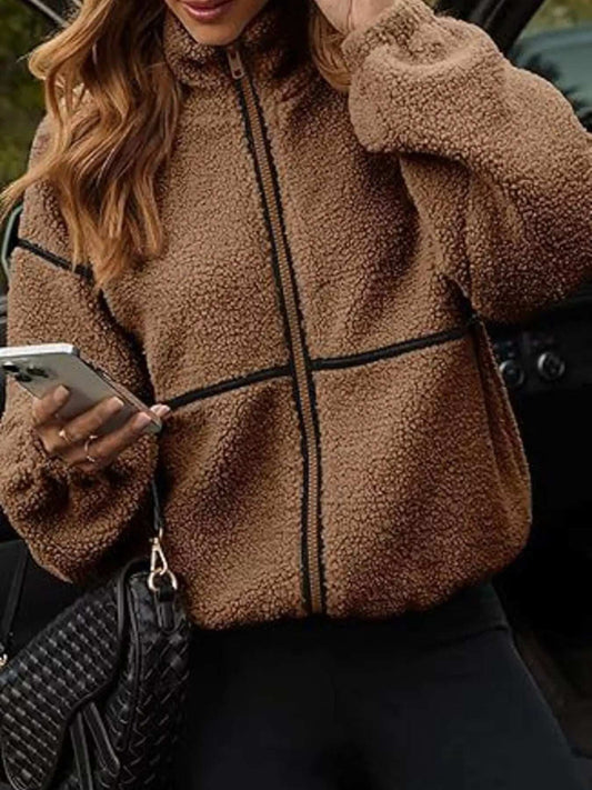 Cozy Sherpa Fleece Zip-Up Jacket - Trendsi - Flyclothing LLC