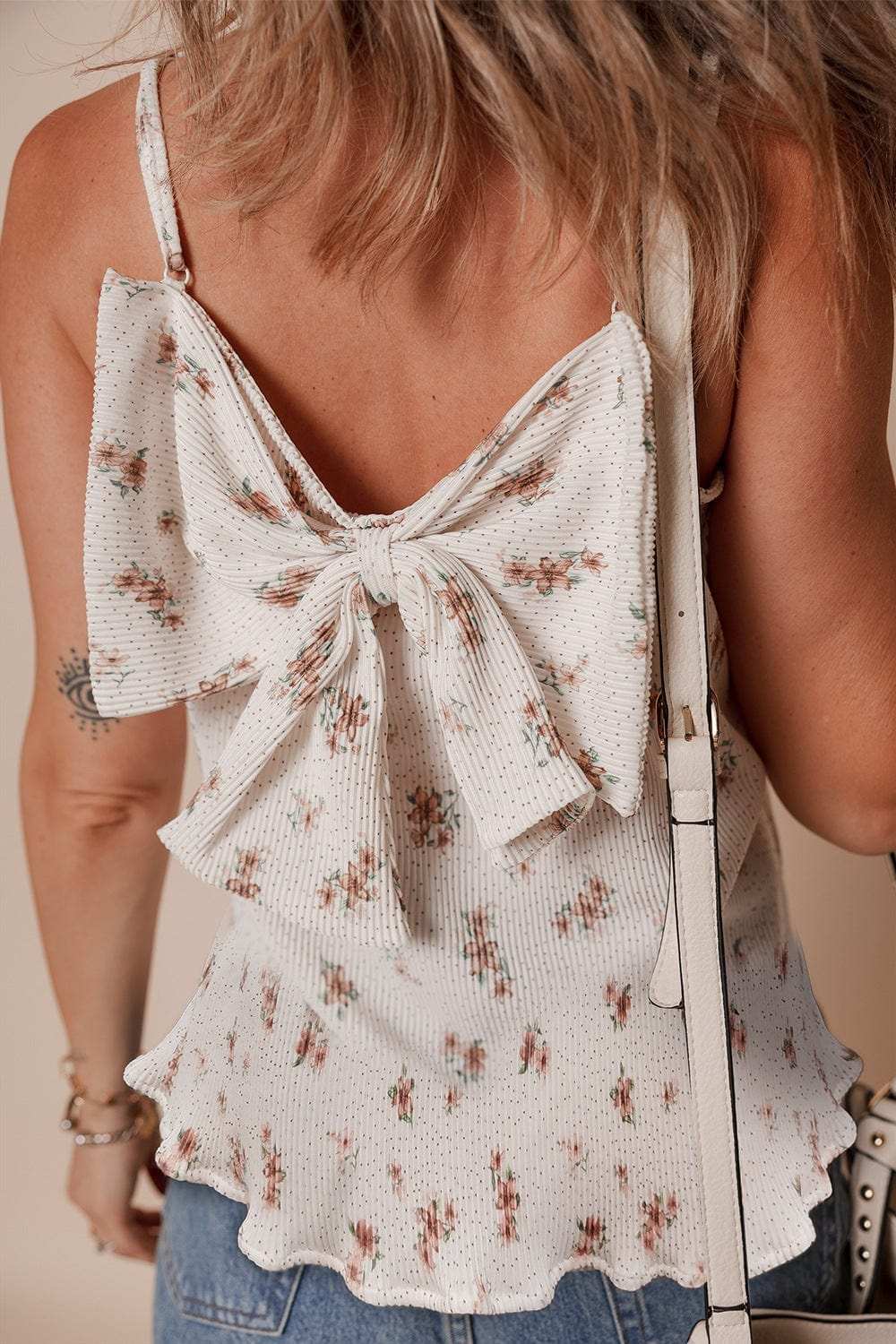 Floral Bow Back Scoop Neck Cami - Trendsi - Flyclothing LLC