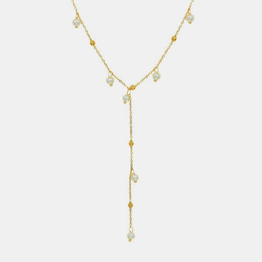 18K Gold-Plated Pearl Drop Necklace - Trendsi - Flyclothing LLC