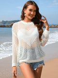 Heart Openwork Long Sleeve Cover-Up - Trendsi - Flyclothing LLC