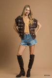 Umgee Button-Down Knit Vest with Floral Pattern - Trendsi - Flyclothing LLC
