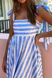 Striped Square Neck Wide Strap Dress - Trendsi - Flyclothing LLC