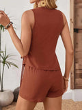 Wrap Tie Front Sleeveless Top and Shorts Set - Trendsi - Flyclothing LLC