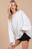 Ces Femme Exposed Seam Long Sleeve Sweatshirt - Trendsi - Flyclothing LLC