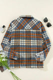Plaid Collared Neck Jacket with Chest Pockets - Trendsi - Flyclothing LLC