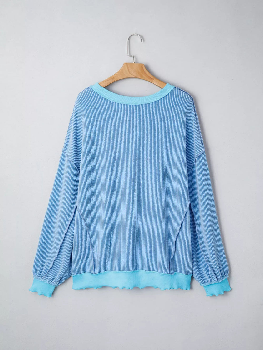 Twisted Rib Uneven Hem Drop Shoulder Loose Knit Top - Trendsi - Flyclothing LLC