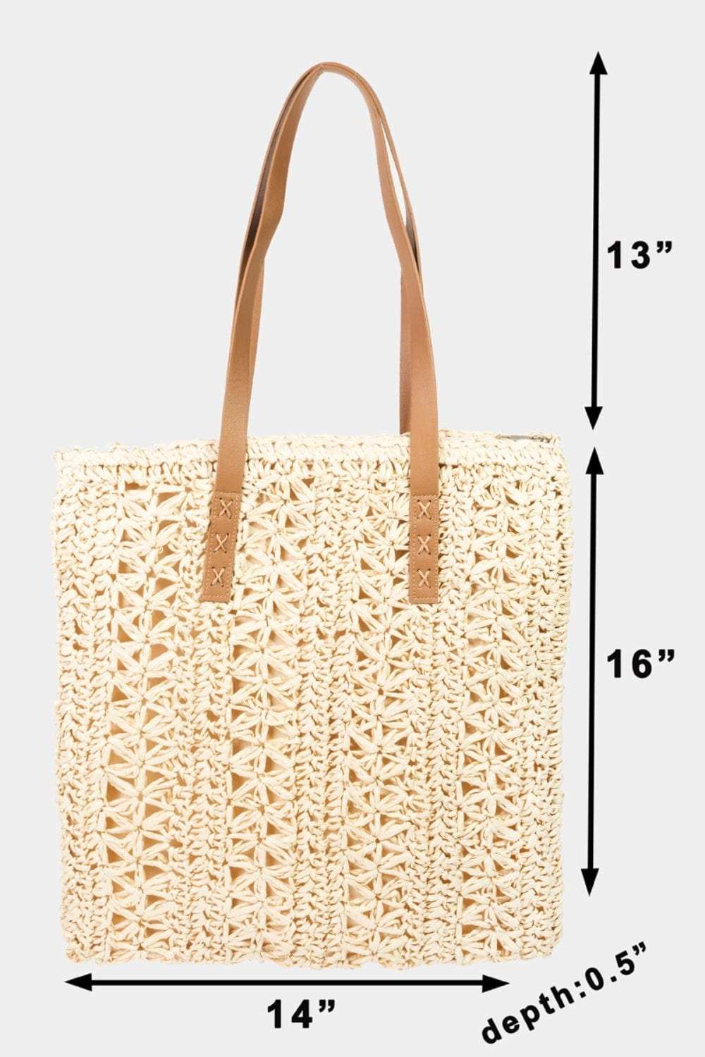 Fame Straw Braided Tote Bag - Trendsi - Flyclothing LLC