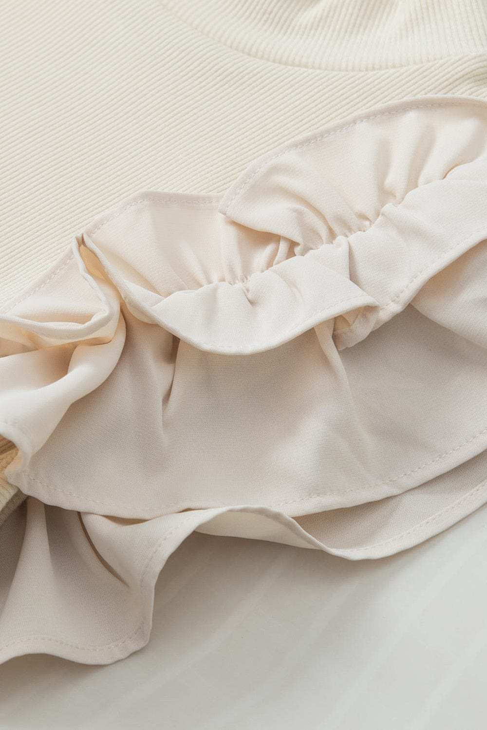 Ruffle Flutter Sleeve Mock Neck Ribbed Top - Trendsi - Flyclothing LLC