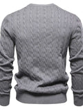 Men's Cable-Knit Round Neck Long Sleeve Sweater - Trendsi - Flyclothing LLC
