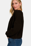 Zenana Open Front Drop Shoulder Sweater Cardigan - Trendsi - Flyclothing LLC