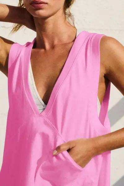 Side Slit V-Neck Tank - Trendsi - Flyclothing LLC