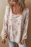 Printed Square Neck Long Sleeve Blouse - Trendsi - Flyclothing LLC
