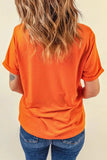 Pumpkin Round Neck Short Sleeve T-Shirt - Trendsi - Flyclothing LLC