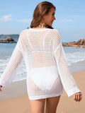 Openwork Dropped Shoulder Long Sleeve Cover-Up - Trendsi - Flyclothing LLC
