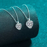 2 Carat Moissanite 925 Sterling Silver Heart Shape Necklace - Trendsi - Flyclothing LLC