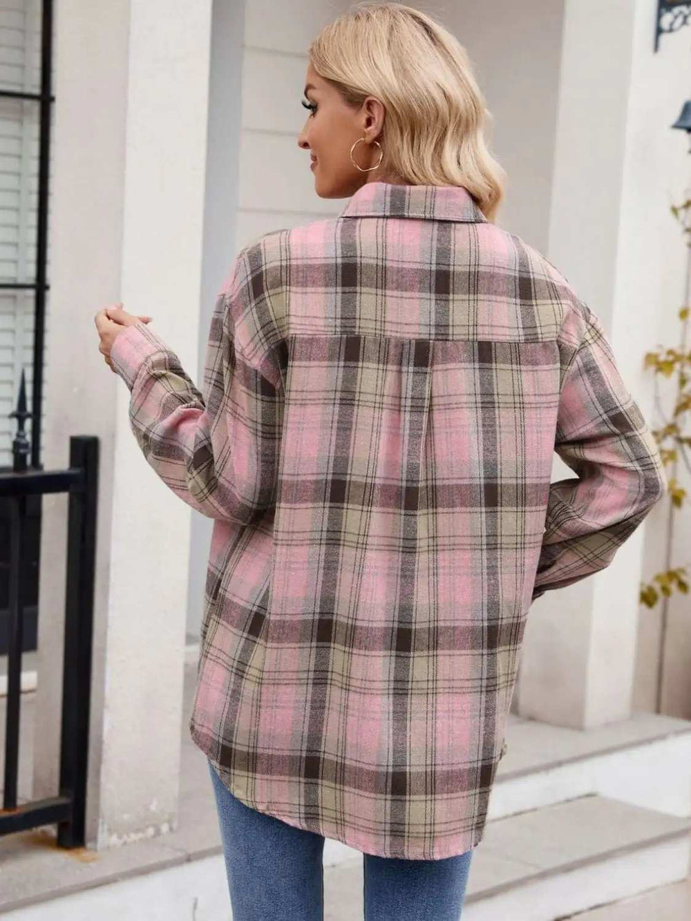 Plaid Button Up Long Sleeve Shirt - Trendsi - Flyclothing LLC