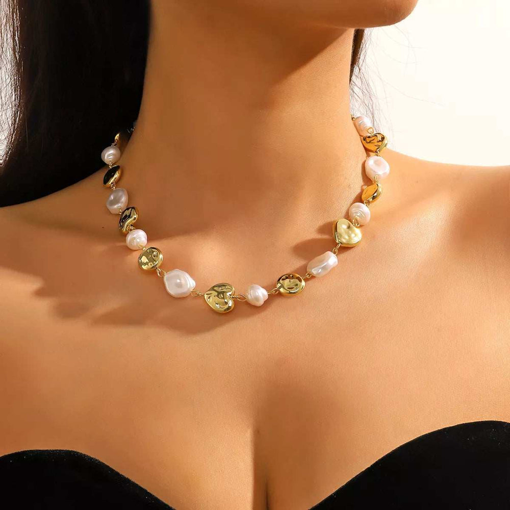 Alloy Pearl Chain Necklace - Trendsi - Flyclothing LLC