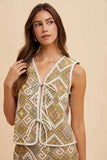 Annie Wear Ethnic Woven Jacquard Tie Front Vest - Trendsi - Flyclothing LLC