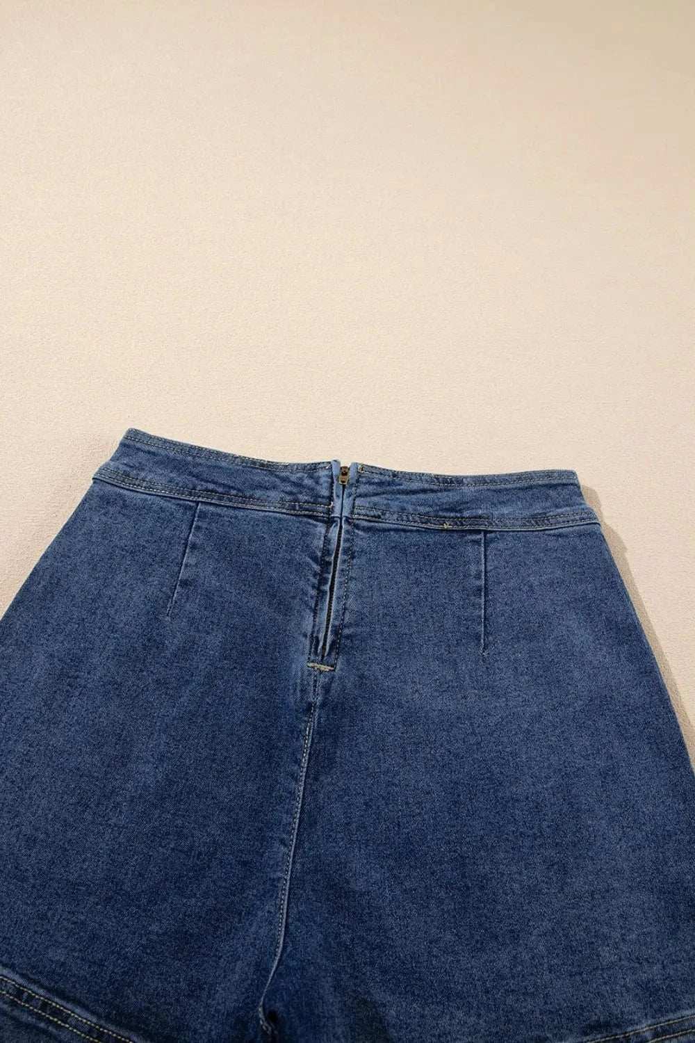 Asymmetrical Denim Skort with Pockets - Trendsi - Flyclothing LLC