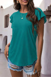 Ruffled Round Neck Cap Sleeve Blouse - Trendsi - Flyclothing LLC
