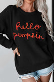 HELLO PUMPKIN Round Neck Long Sleeve Sweater - Trendsi - Flyclothing LLC