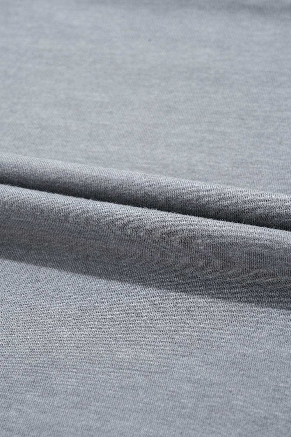 HOPPY Chenille Patch Round Neck Short Sleeve T-Shirt - Trendsi - Flyclothing LLC