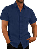 Men's Plus Size Collared Neck Short Sleeve Shirt - Trendsi - Flyclothing LLC