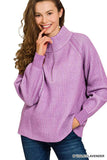 Zenana Ribbed Two Tone Half Zip Sweater - Trendsi - Flyclothing LLC