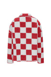 Checkered Snap Down Long Sleeve Teddy Jacket - Trendsi - Flyclothing LLC