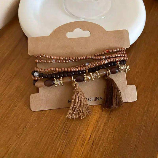 Tassel Rice Bead Bracelet - Trendsi - Flyclothing LLC