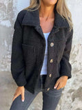 Full Size Fuzzy Button Up Drop Shoulder Jacket - Trendsi - Flyclothing LLC